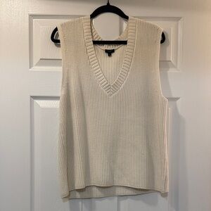 Talbots Cream V-Neck Sleeveless Knit Sweater Vest